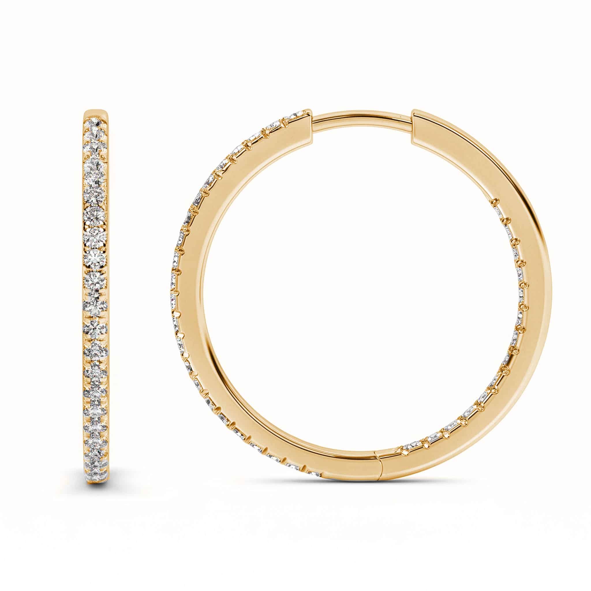 La Joya Jewelry Essential Inside Out Lab Diamond Hoop Earrings | Yellow Gold 1/3-1/2 ct. tw.