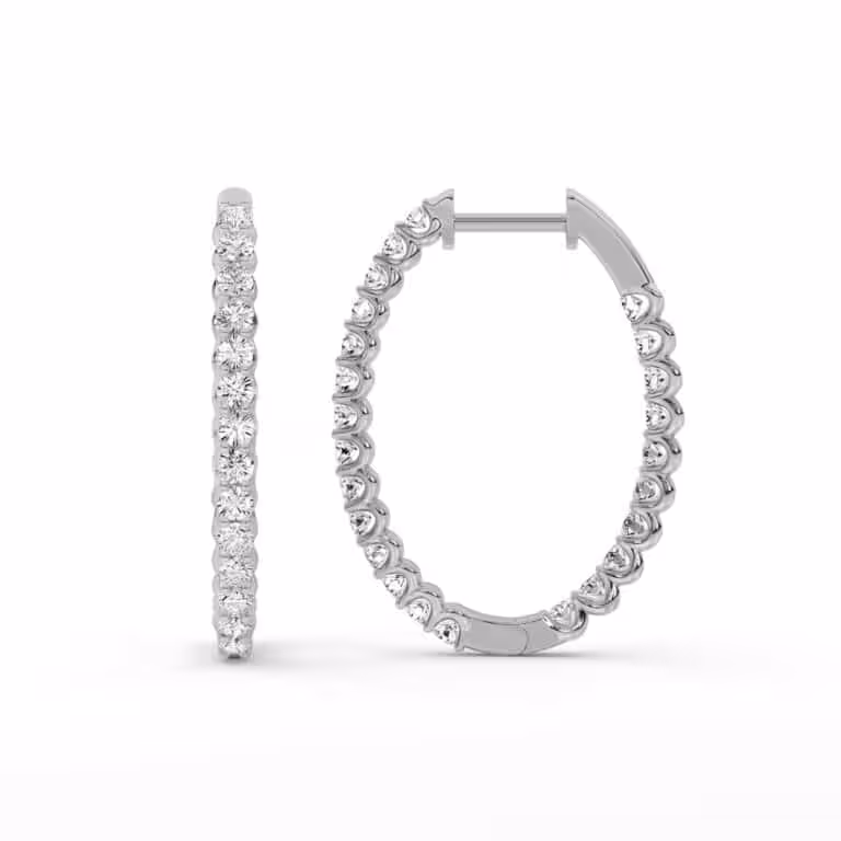 Zia Lab Created Diamond Oval Hoop Earrings