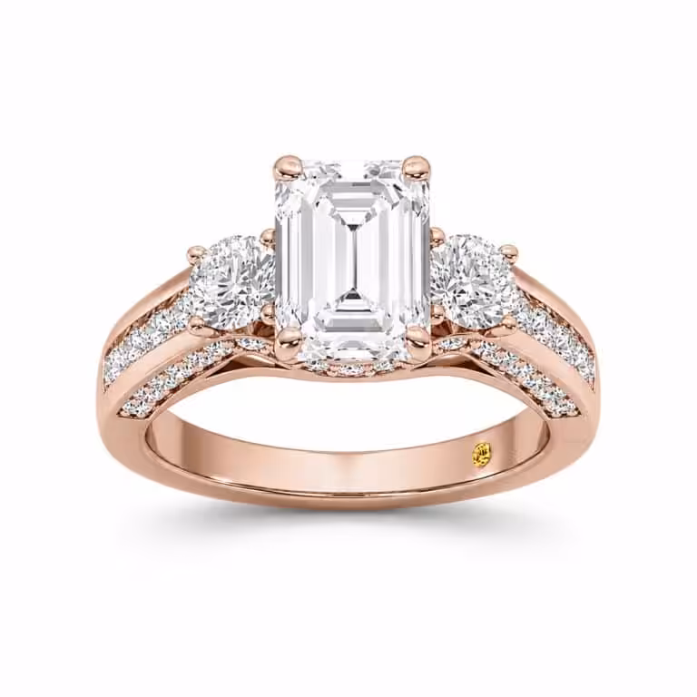 Aarhus Lab Grown Pavé Set Hidden Accent Three Stone Diamond Engagement Ring