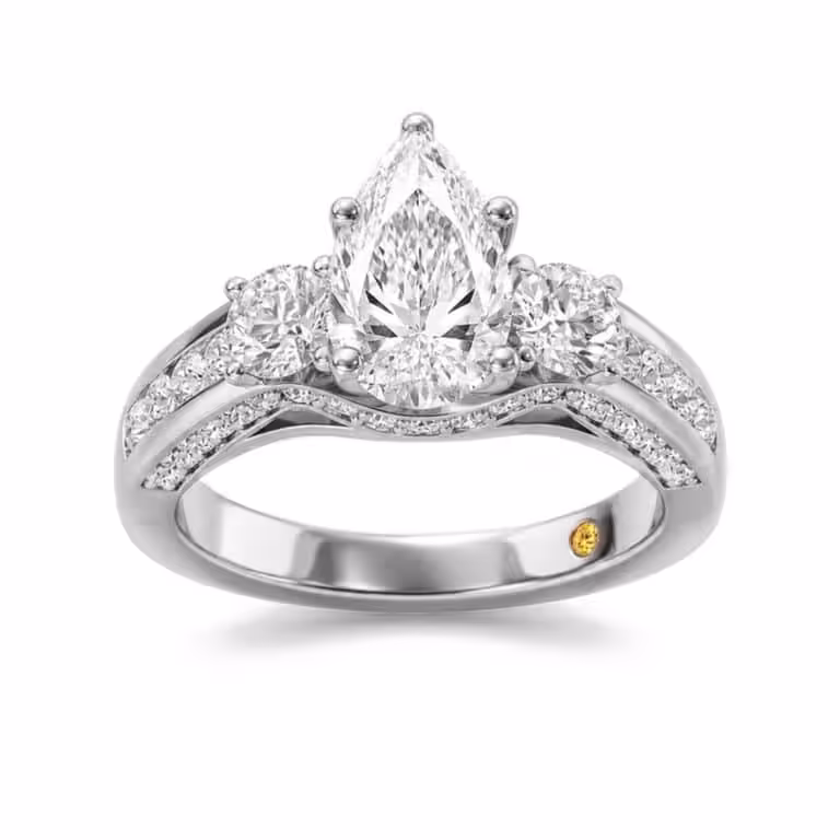 Aarhus Lab Grown Pavé Set Hidden Accent Three Stone Diamond Engagement Ring