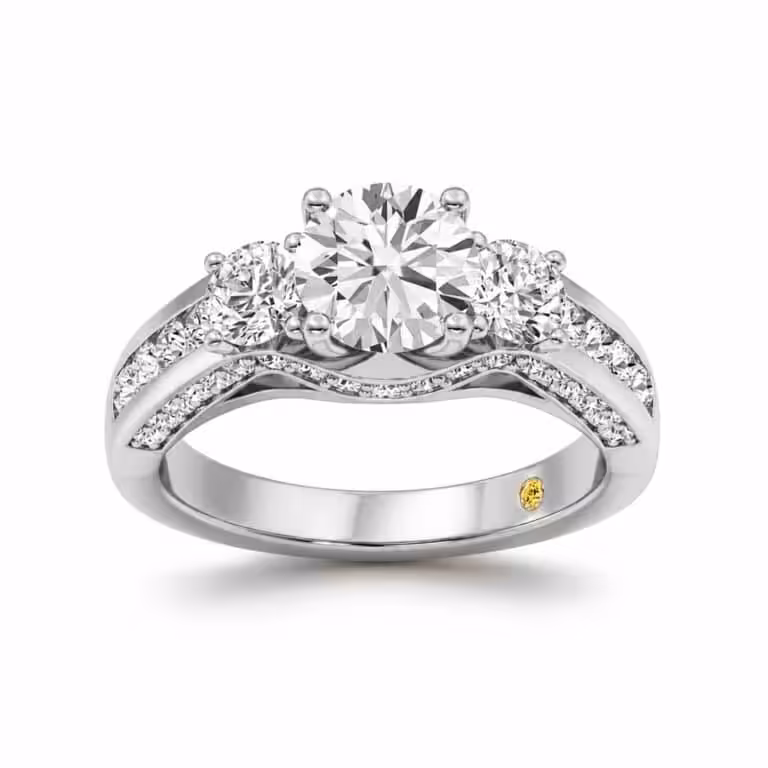 Aarhus Lab Grown Pavé Set Hidden Accent Three Stone Diamond Engagement Ring