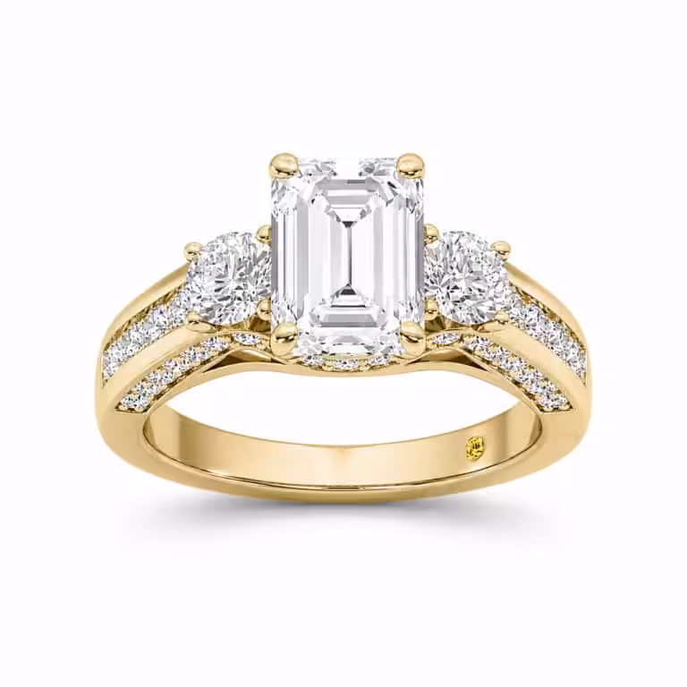Aarhus Lab Grown Pavé Set Hidden Accent Three Stone Diamond Engagement Ring