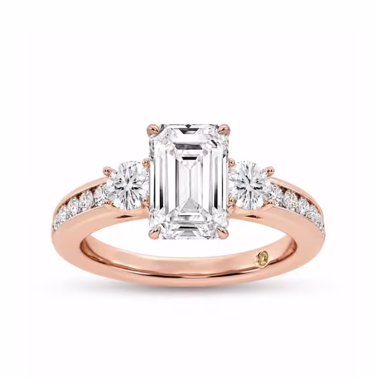 Aura Channel Set Half Coverage Three Stone Lab Diamond Engagement Ring
