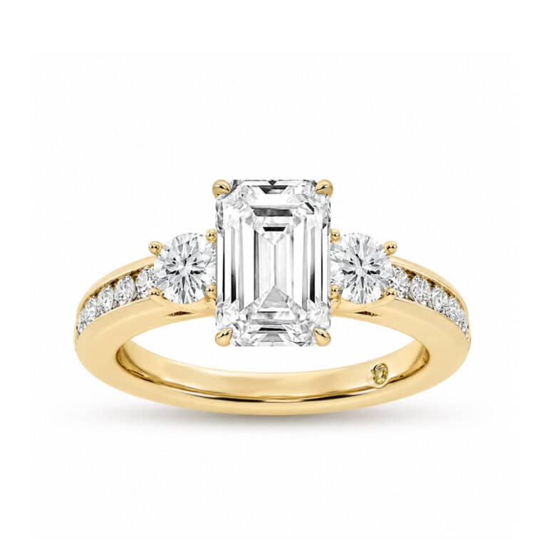 Aura Channel Set Half Coverage Three Stone Lab Diamond Engagement Ring
