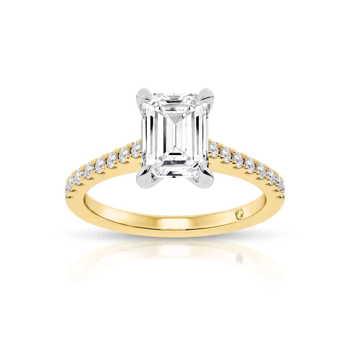 La Joya Jewelry Destiny Half Coverage Emerald Cut Lab Diamond Engagement Ring | Yellow Gold 1 1/4 - 4 3/8 CT. TW.