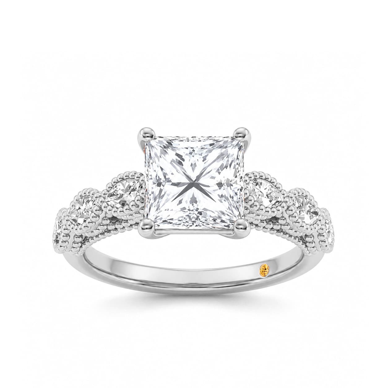 La Joya Jewelry Lhasa Princess Cut Lab Grown Diamond Engagement Ring | White Gold 1 3/4 - 4 3/4 CT. TW.