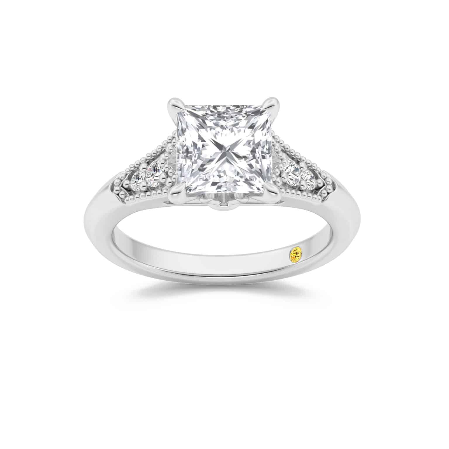 La Joya Jewelry Lily Art Deco Princess Cut Lab Grown Diamond Engagement Ring | White Gold 1 1/10 - 4 CT. TW.