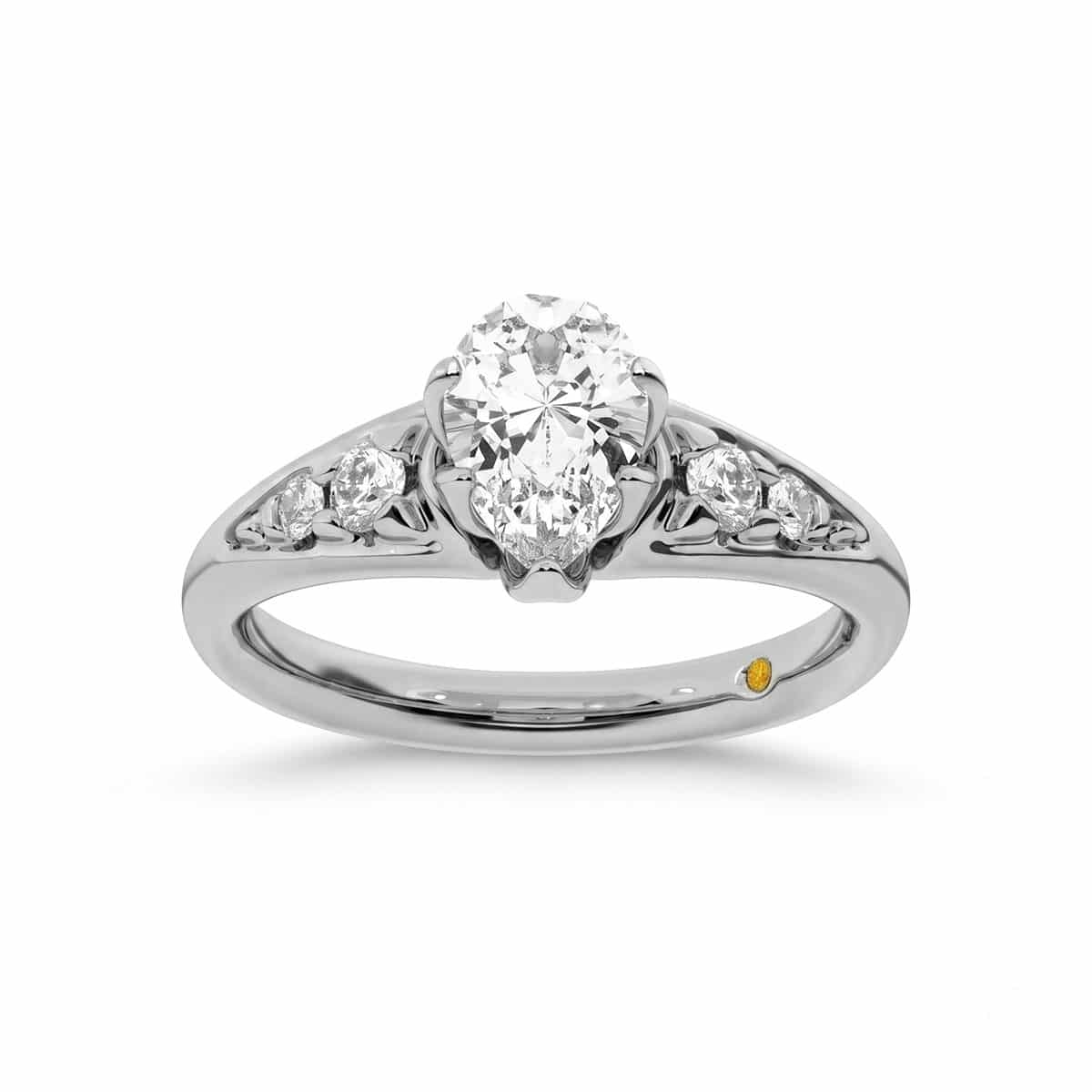 La Joya Jewelry Lyon Tapered Pavé Pear Shape Lab Grown Diamond Engagement Ring | White Gold 1 1/4 - 4 1/4 CT. TW.
