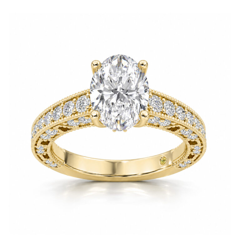 Myrra Lab Grown Vintage Inspired Pavé Diamond Engagement Ring