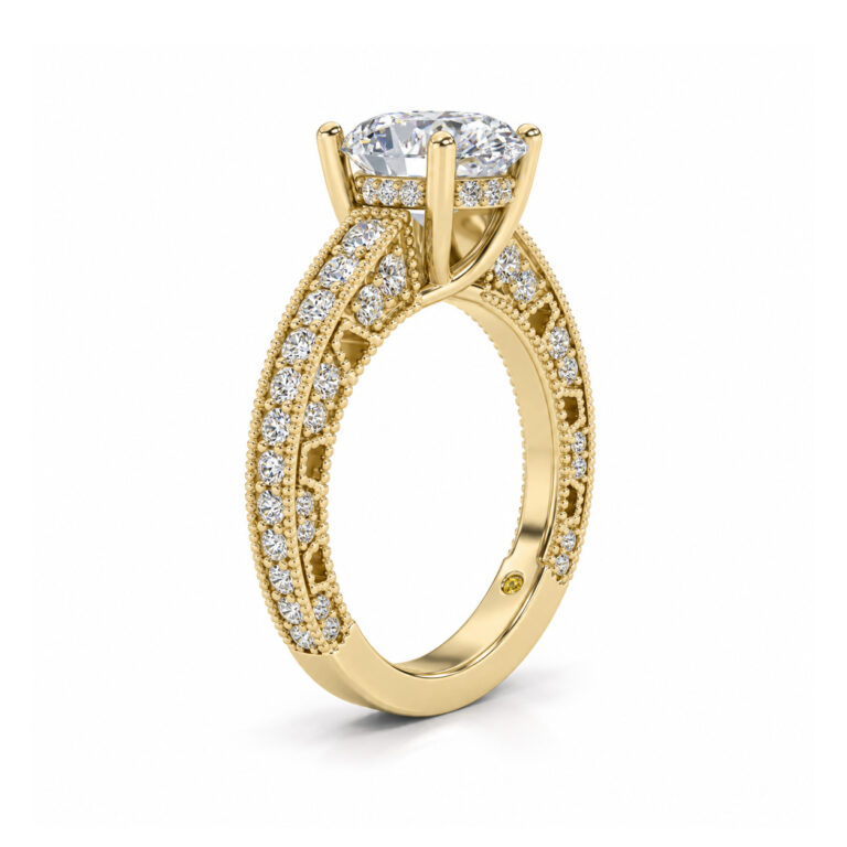 Myrra Lab Grown Vintage Inspired Pavé Diamond Engagement Ring