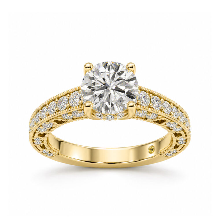 Myrra Lab Grown Vintage Inspired Pavé Diamond Engagement Ring