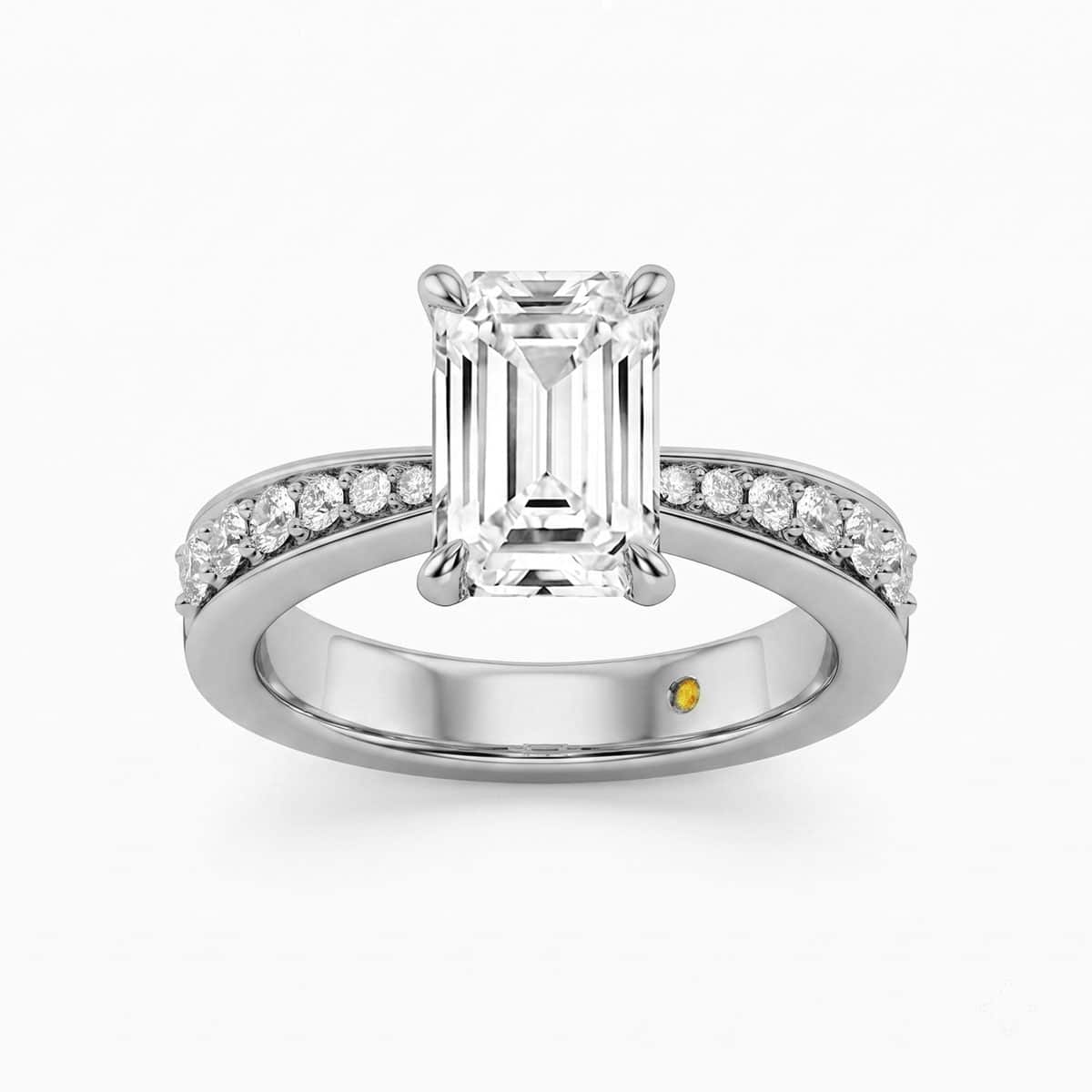 La Joya Jewelry Rome Classic Pavé Set Emerald Cut Lab Grown Diamond Engagement Ring | White Gold 1 1/4 - 4 3/8 CT. TW.