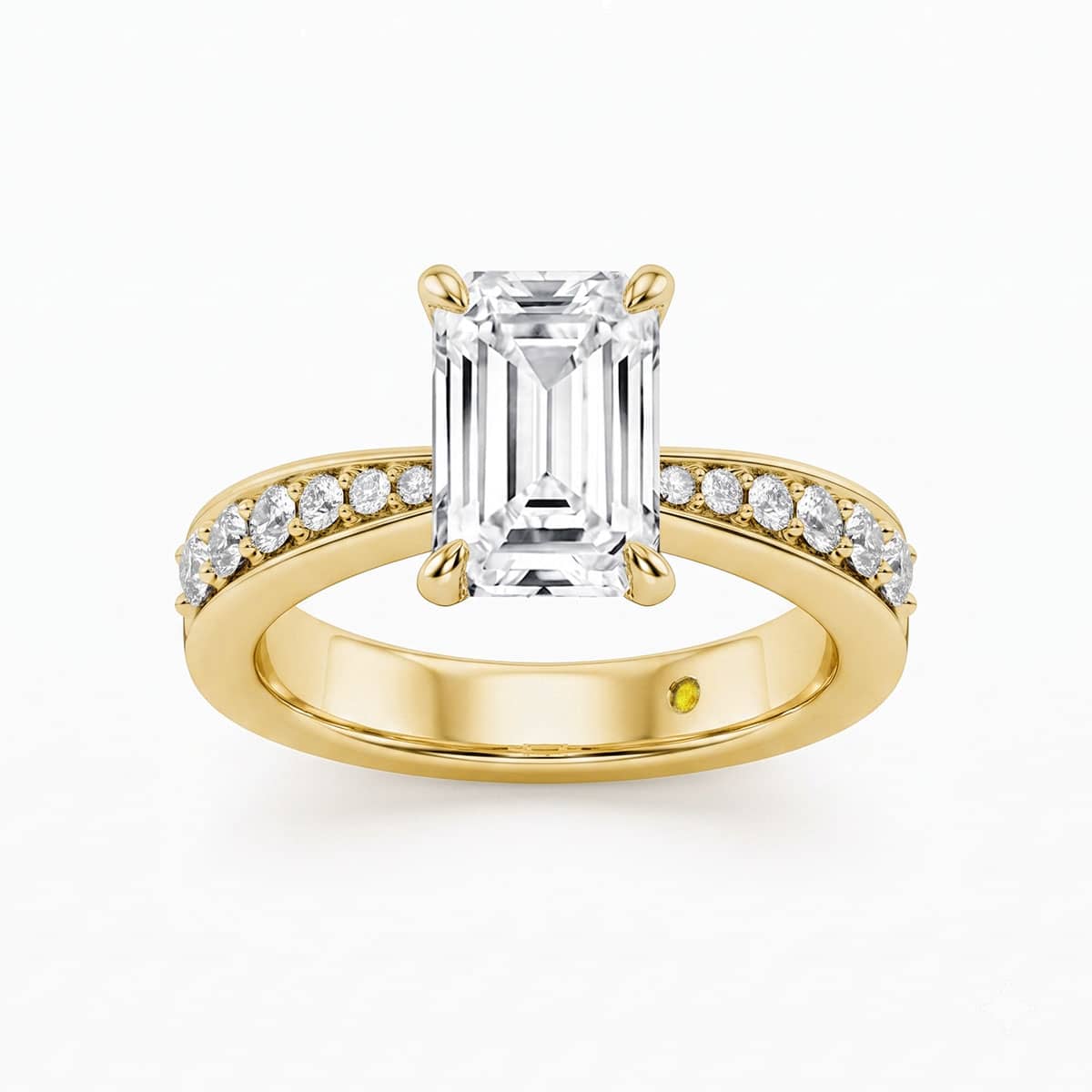 La Joya Jewelry Rome Classic Pavé Set Emerald Cut Lab Grown Diamond Engagement Ring | Yellow Gold 1 1/4 - 4 3/8 CT. TW.