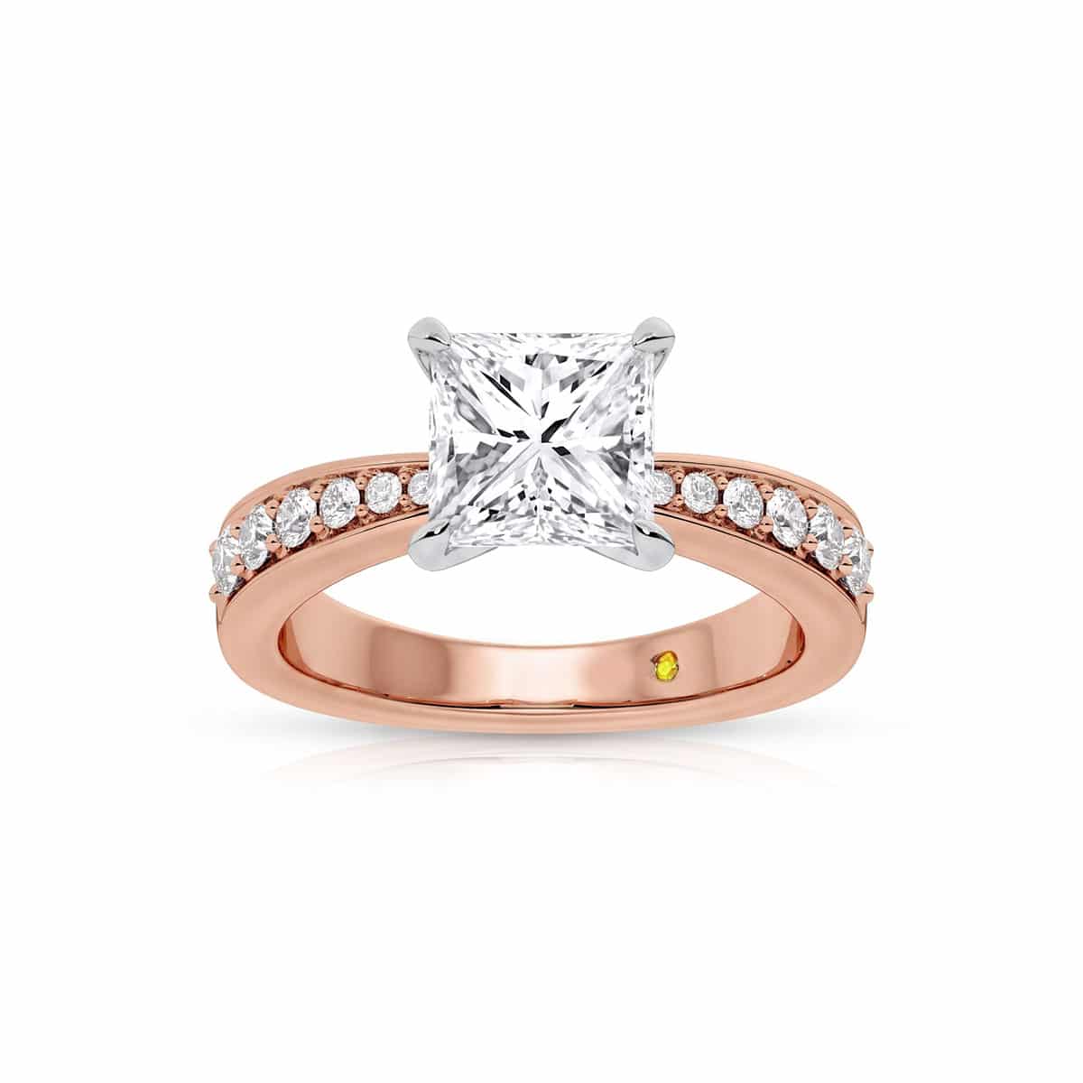 La Joya Jewelry Rome Classic Pavé Set Princess Cut Lab Grown Diamond Engagement Ring | Rose Gold 1 1/4 - 4 3/8 CT. TW.