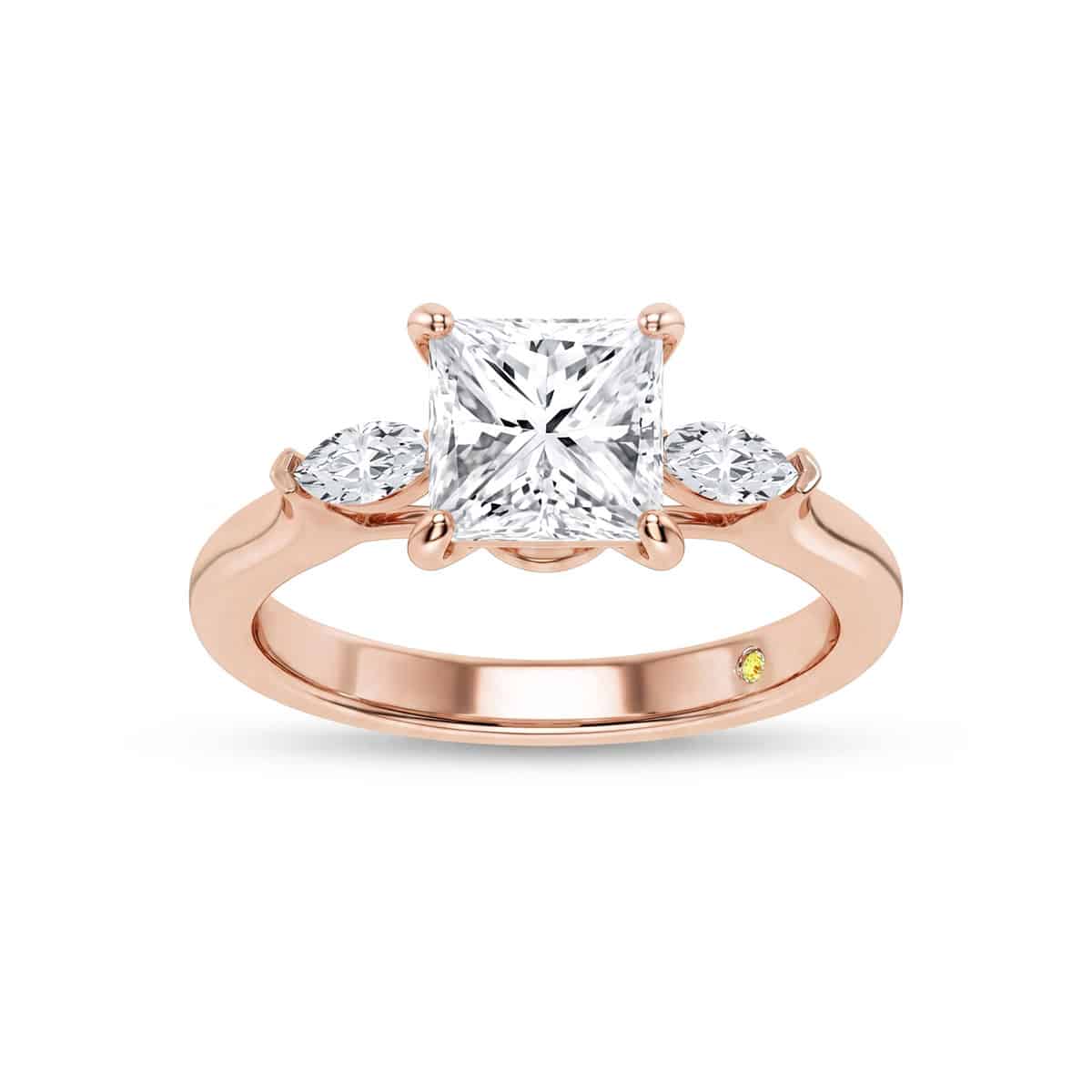 La Joya Jewelry Maui Three Stone Princess Cut Lab Grown Diamond Engagement Ring | Rose Gold 1 1/5 - 4 1/2 CT. TW.