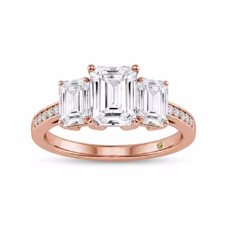 Sydney Quarter Coverage Pavé Set Three Stone Lab Diamond Engagement Ring