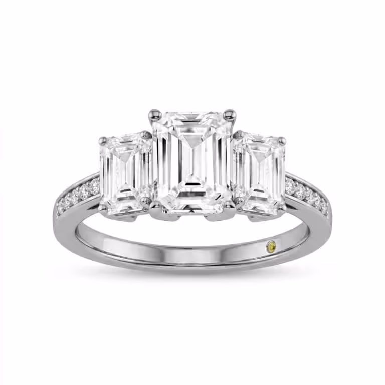 Sydney Quarter Coverage Pavé Set Three Stone Lab Diamond Engagement Ring