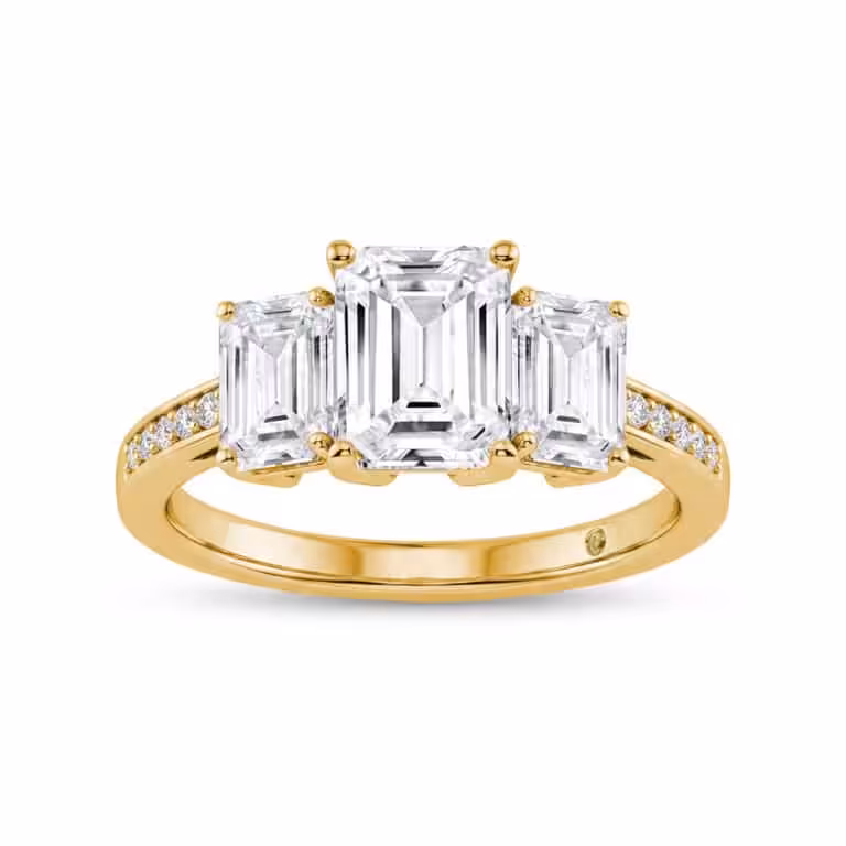 Sydney Quarter Coverage Pavé Set Three Stone Lab Diamond Engagement Ring