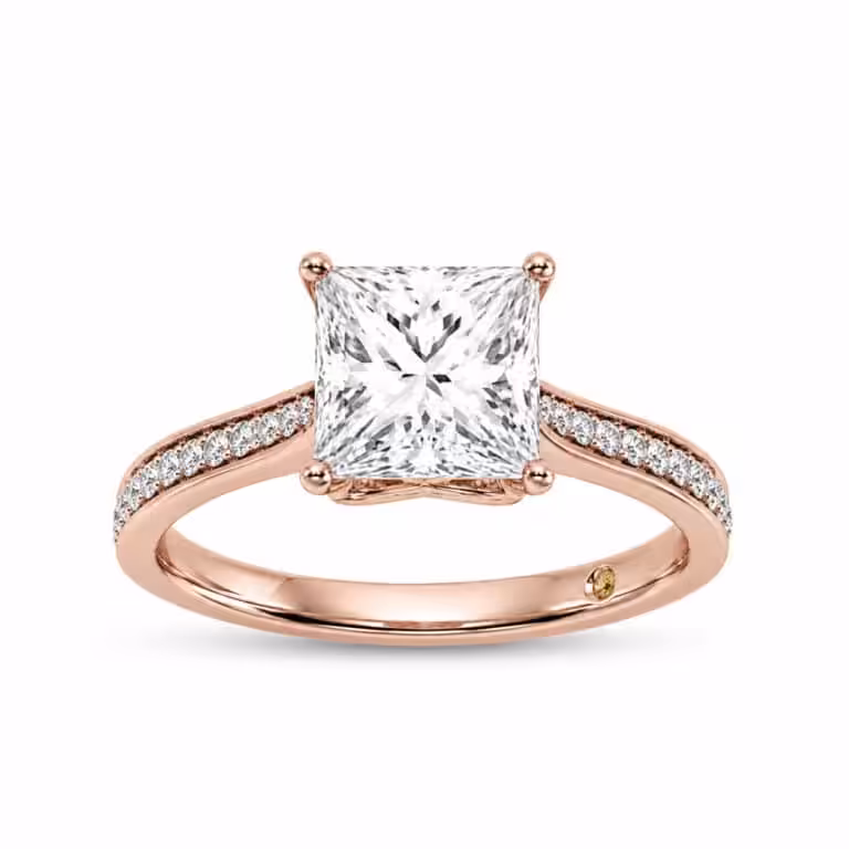 Taos Hidden Halo Lab Grown Cathedral Diamond Engagement Ring