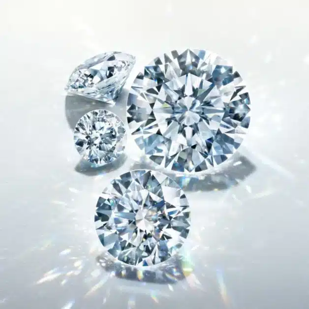 Collection of loose round brilliant lab-grown diamonds of varying carat sizes=