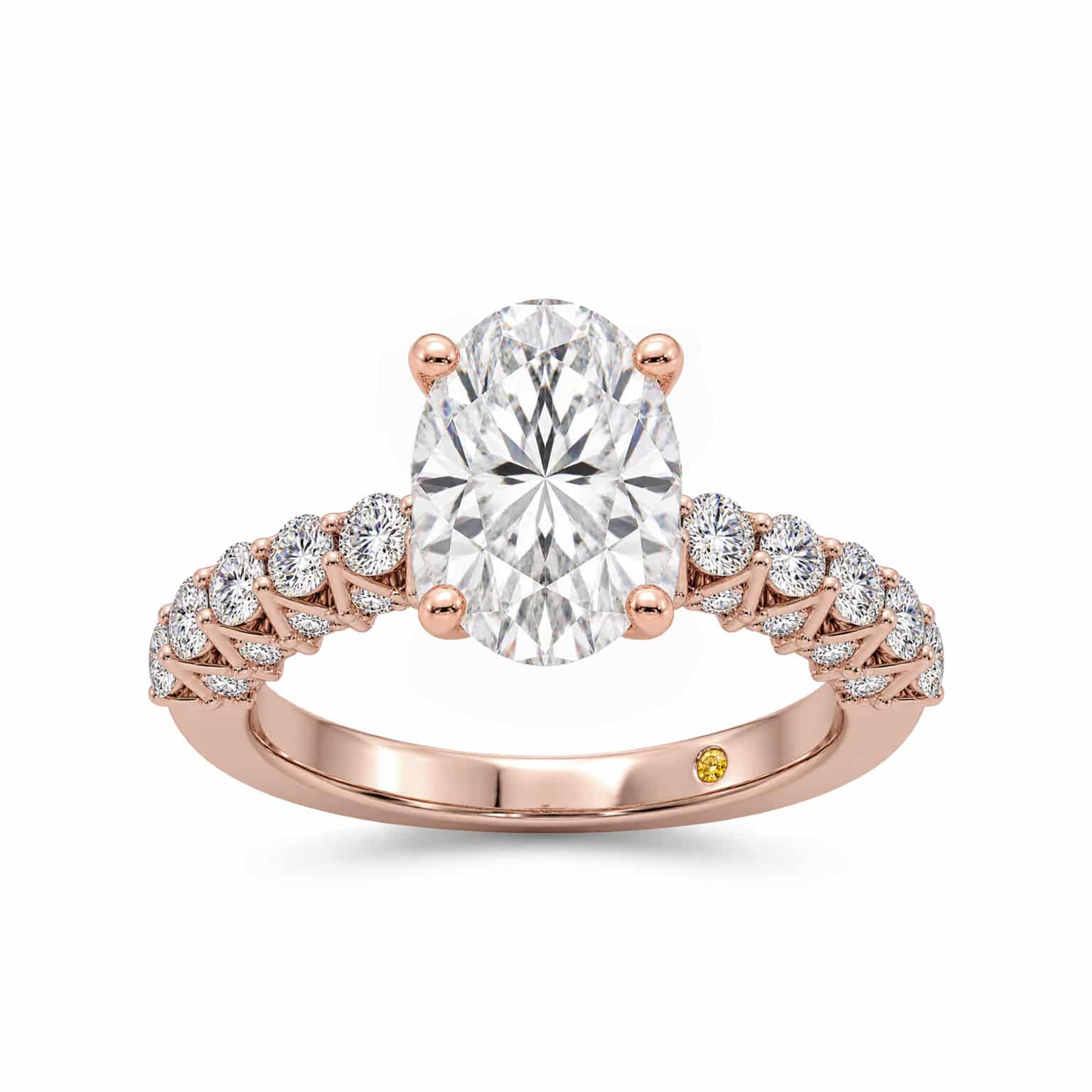 La Joya Jewelry Verda Art Deco Inspired V-Prong Oval Lab Grown Diamond Engagement Ring | Rose Gold 1 1/2 - 4 3/4 CT. TW.