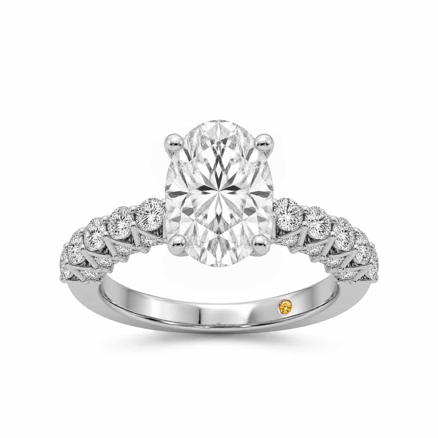La Joya Jewelry Verda Art Deco Inspired V-Prong Oval Lab Grown Diamond Engagement Ring | White Gold 1 1/2 - 4 3/4 CT. TW.