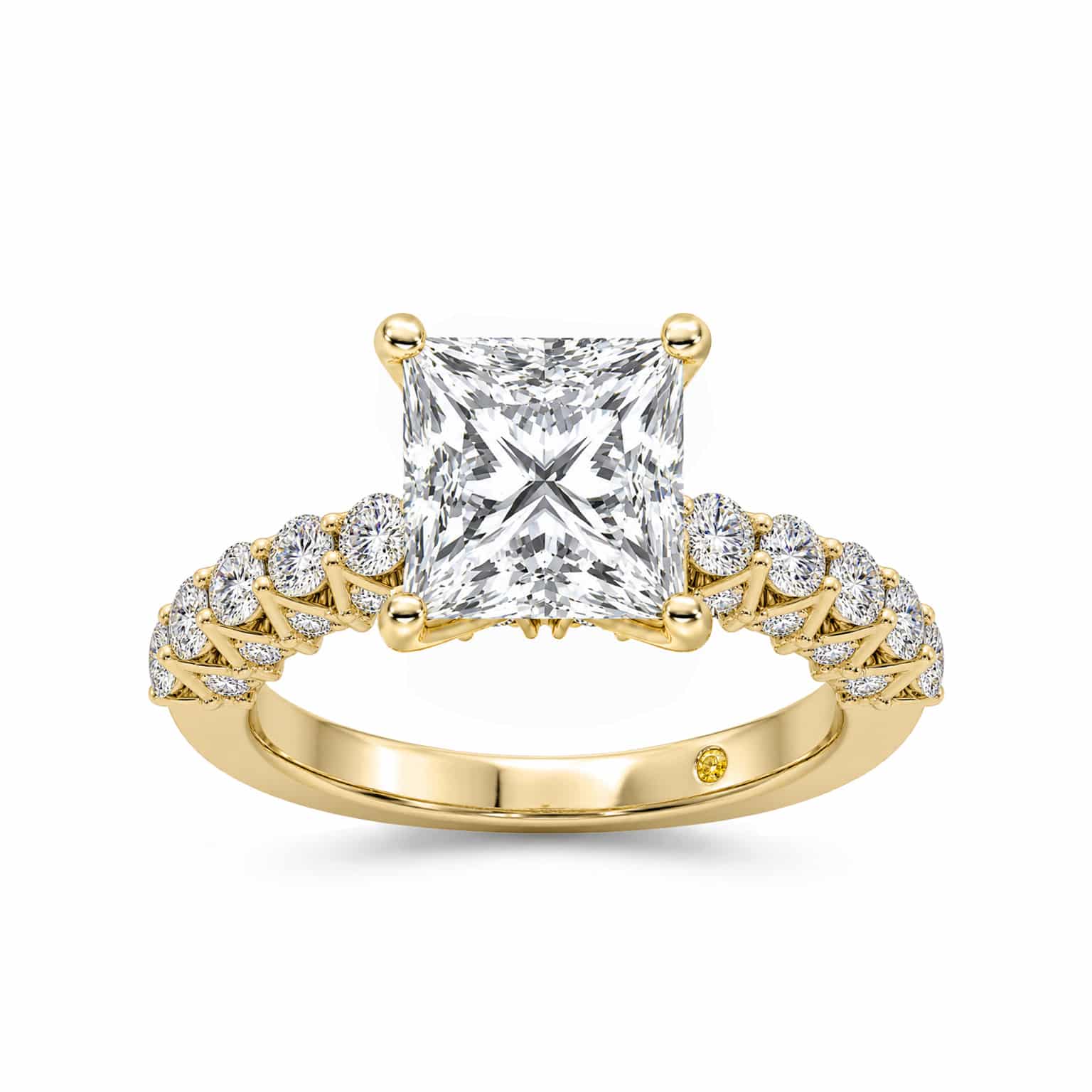 La Joya Jewelry Verda Art Deco Inspired V-Prong Princess Cut Lab Grown Diamond Engagement Ring | Yellow Gold 1 1/2 - 4 3/4 CT. TW.