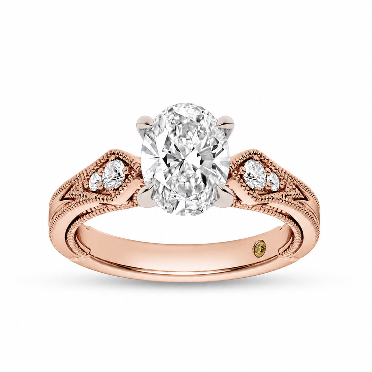 La Joya Jewelry Vesta Vintage Inspired Oval Lab Grown Diamond Engagement Ring | Rose Gold 1 1/5 - 4 1/4 CT. TW.