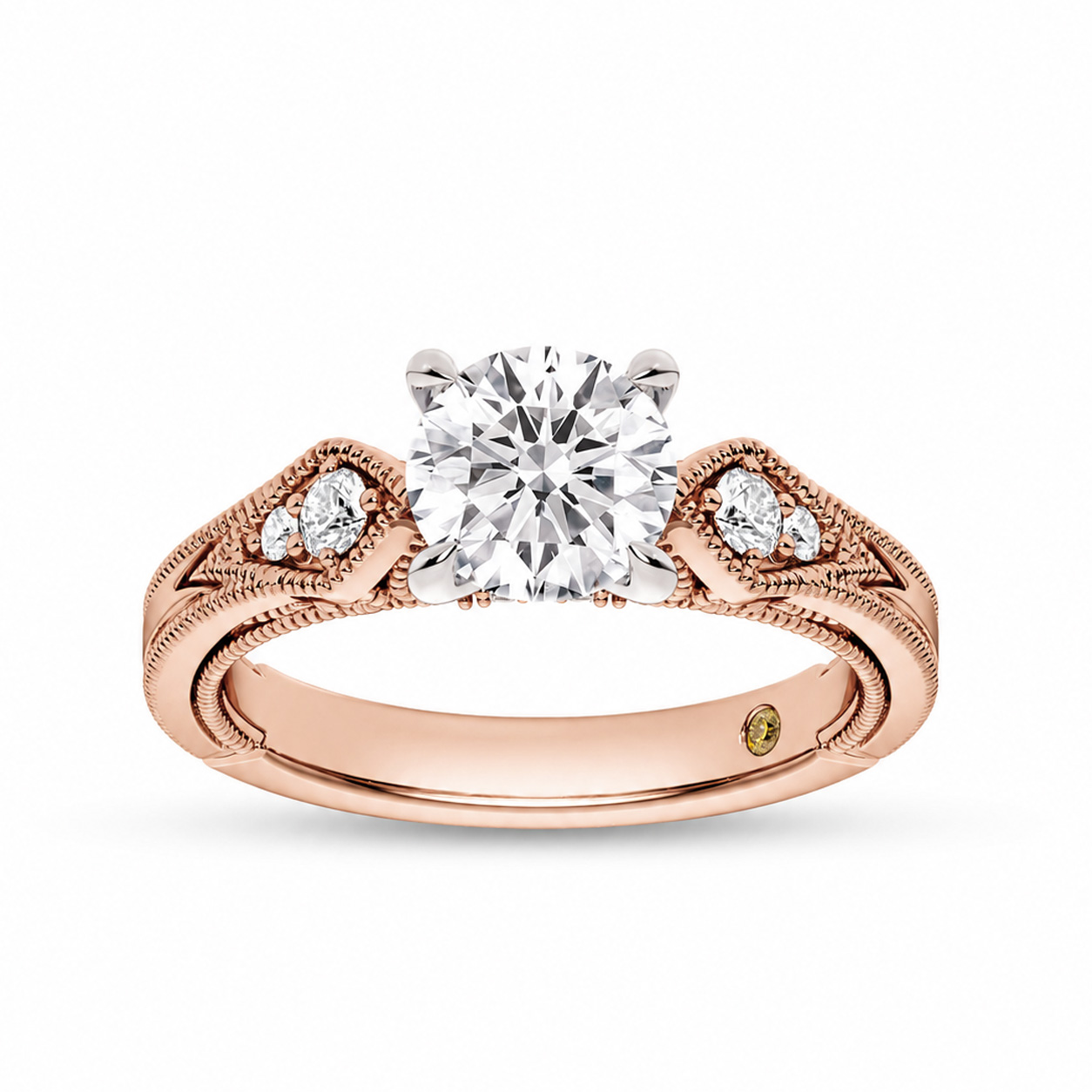La Joya Jewelry Vesta Vintage Inspired Round Lab Grown Diamond Engagement Ring | Rose Gold 1 1/5 - 4 1/4 CT. TW.
