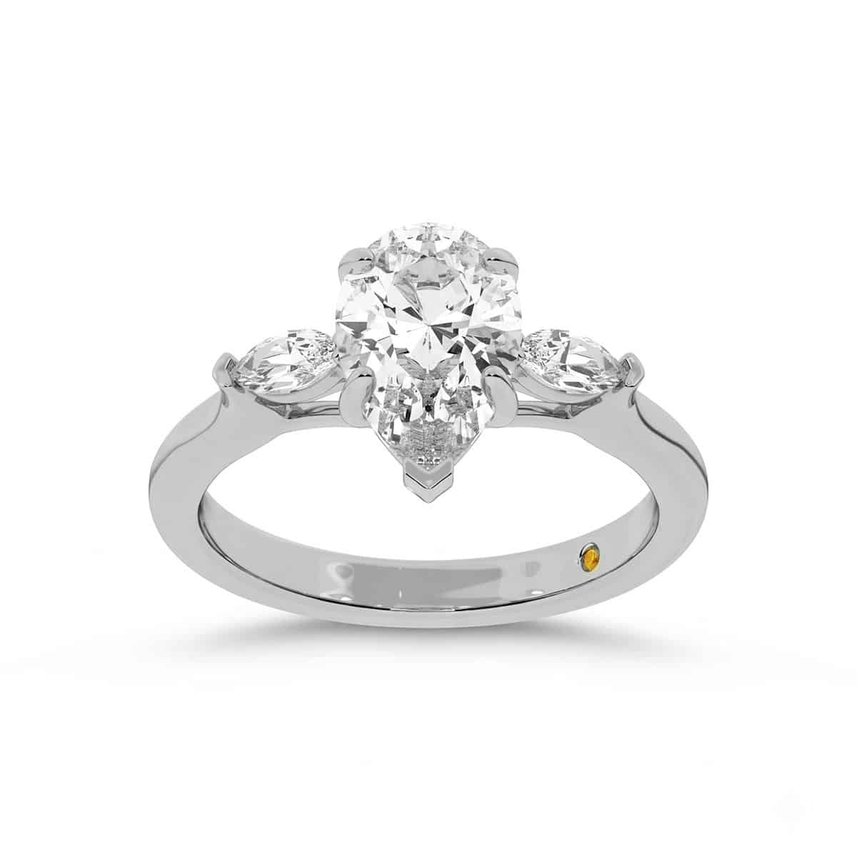 La Joya Jewelry Maui Three Stone Pear Shape Lab Grown Diamond Engagement Ring | White Gold 1 1/5 - 4 1/2 CT. TW.