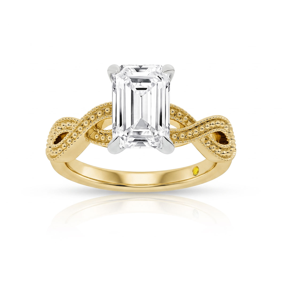 La Joya Jewelry York Infinity Shank Emerald Cut Lab Grown Diamond Engagement Ring | Yellow Gold 1 - 4 CT. TW.