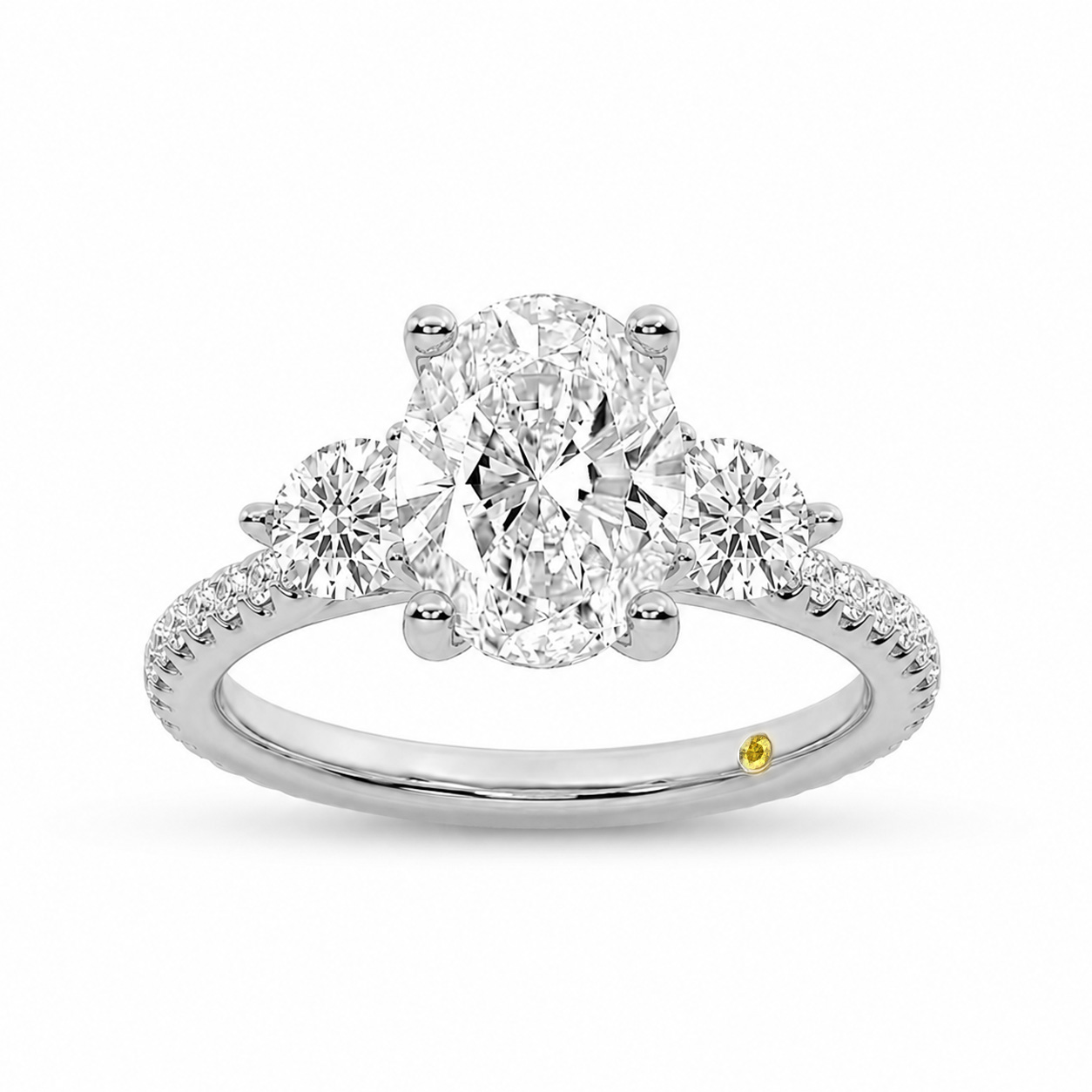 La Joya Jewelry Zephyr Three Quarter Coverage Oval Lab Grown Diamond Engagement Ring | White Gold 2 - 5 1/6 CT. TW.