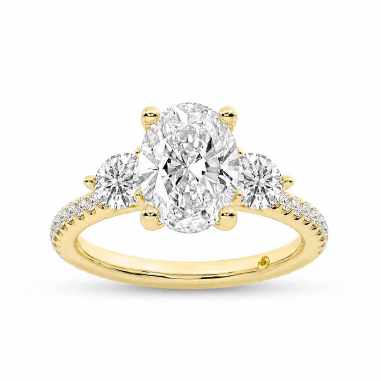Zephyr Three Quarter Coverage Lab Created Three Stone Diamond Engagement Ring