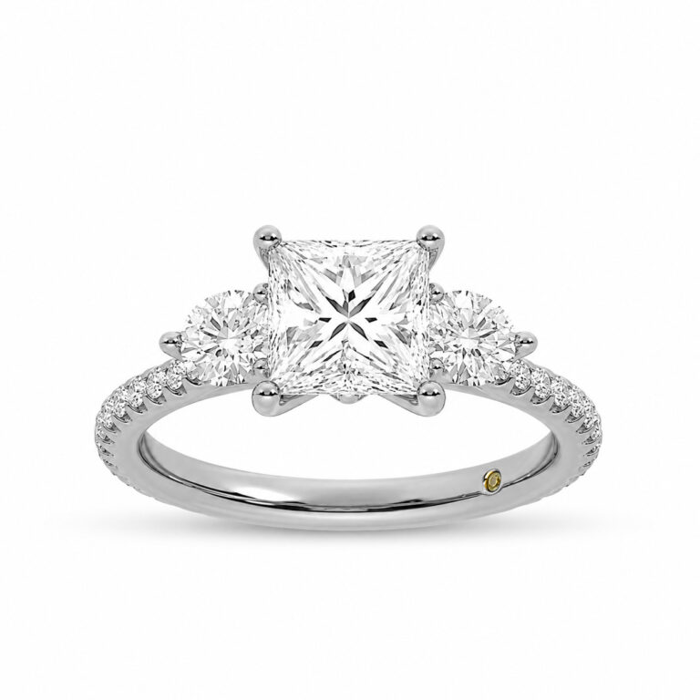 Zephyr Three Quarter Coverage Lab Created Three Stone Diamond Engagement Ring