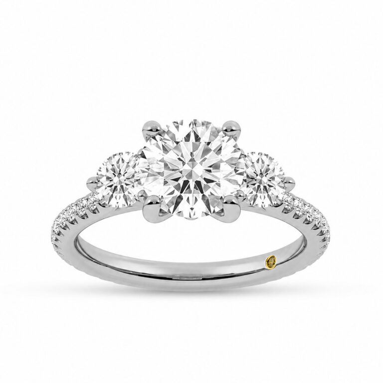 Zephyr Three Quarter Coverage Lab Created Three Stone Diamond Engagement Ring
